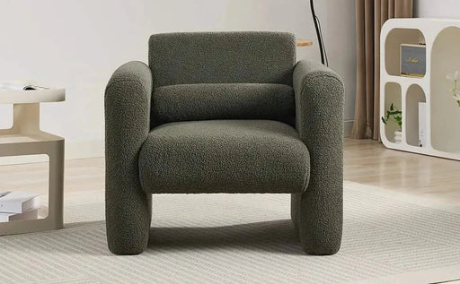 Modern Upholstered Lambskin Sherpa Accent Armchair Comfy Reading Chair with Pillow-DTYStore