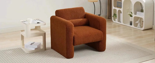 Modern Upholstered Lambskin Sherpa Accent Armchair Comfy Reading Chair with Pillow-DTYStore