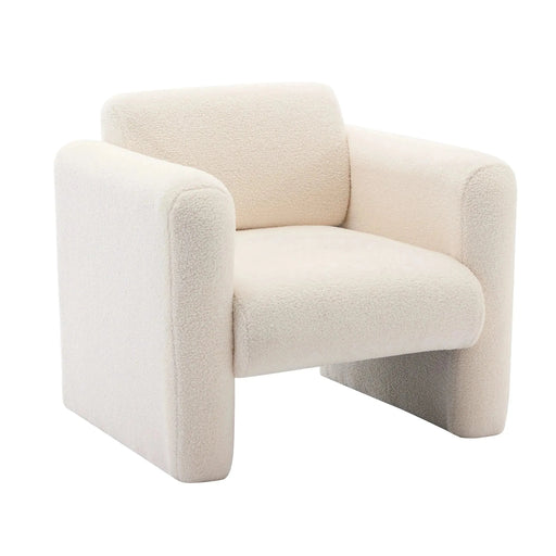 Modern Upholstered Lambskin Sherpa Accent Armchair Comfy Reading Chair with Pillow-DTYStore