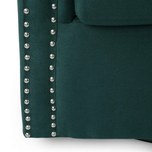 Modern Upholstered Swivel Club Chair with Nailhead Trim in Green Linen Fabric Default -DTYStore