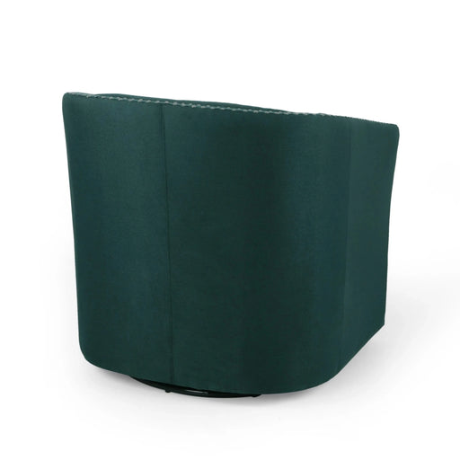 Modern Upholstered Swivel Club Chair with Nailhead Trim in Green Linen Fabric Default -DTYStore
