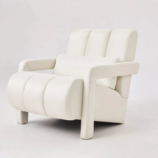 Modern Upholstered accent chair, Comfortable Linen Fabric with a pillow for Living room,bedroom. Linen, Beige Default -DTYStore