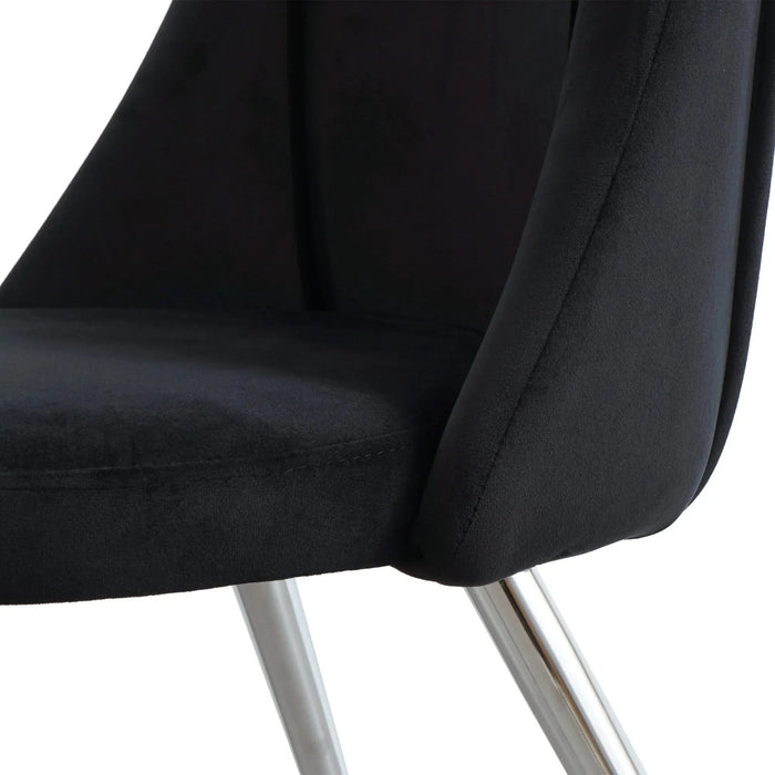 Modern Velvet Black Dining Chair with Chrome Metal Legs for Home and Office - Set of 4 Default -DTYStore