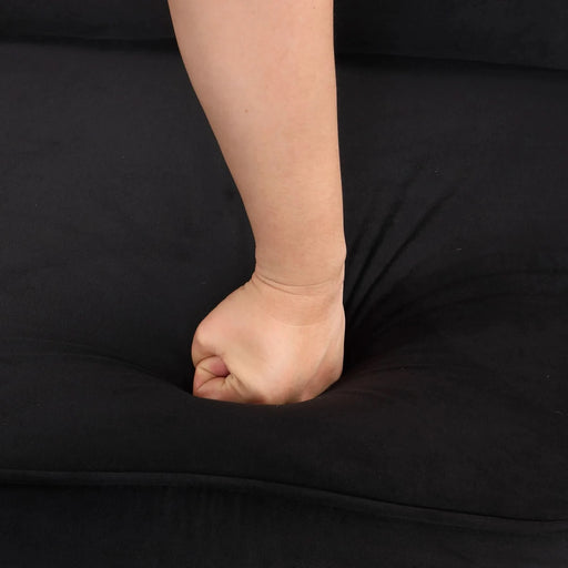 Modern Velvet Sleeper Sofa Bed with Storage Ottoman, Black, 84.75' L Shape Default -DTYStore