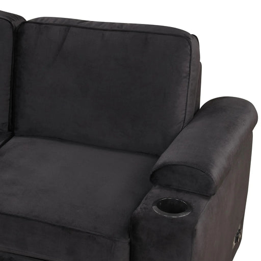 Modern Velvet Sleeper Sofa Bed with Storage Ottoman, Black, 84.75' L Shape Default -DTYStore