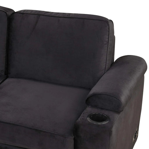 Modern Velvet Sleeper Sofa Bed with Storage Ottoman, Black, 84.75' L Shape Default -DTYStore