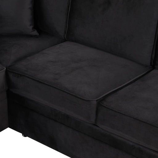 Modern Velvet Sleeper Sofa Bed with Storage Ottoman, Black, 84.75' L Shape Default -DTYStore