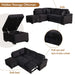 Modern Velvet Sleeper Sofa Bed with Storage Ottoman, Black, 84.75' L Shape Default -DTYStore