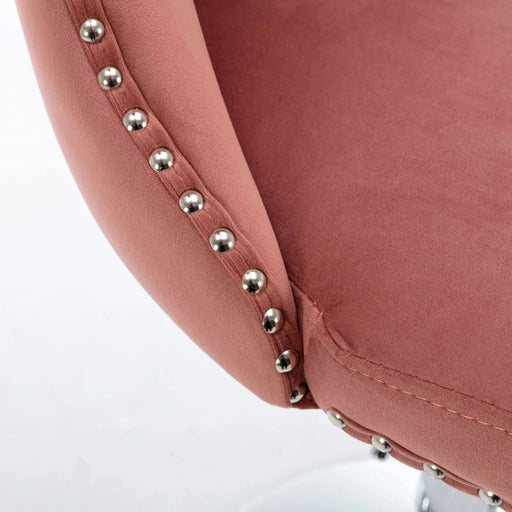 Modern Velvet Swivel Barstools with Adjustable Seat Height and Chrome Base, Pink, Set of 2 Default -DTYStore