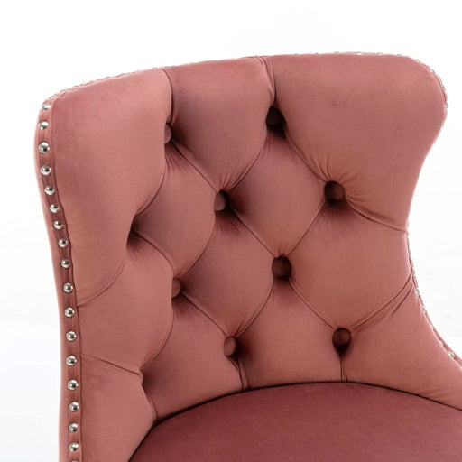 Modern Velvet Swivel Barstools with Adjustable Seat Height and Chrome Base, Pink, Set of 2 Default -DTYStore