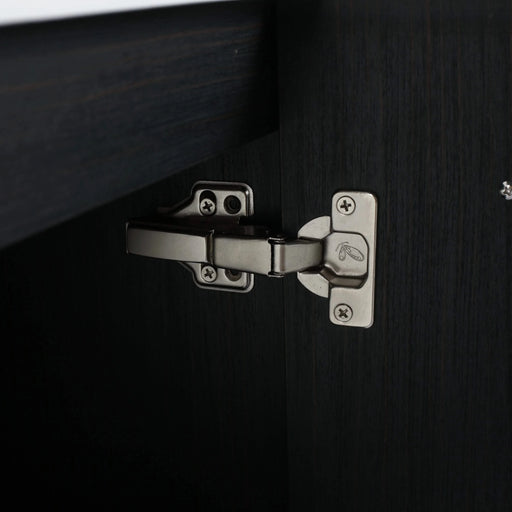 Modern Wall-Mounted Bathroom Vanity with Double Resin Sink and Storage Rack in Black Chestnut Default -DTYStore