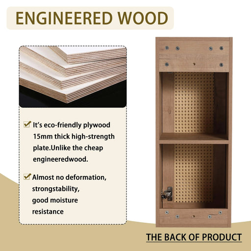 Modern Wall-Mounted Bathroom Vanity with Resin Sink and 2-Side Cabinet, Imitative Oak Finish, Plywood Construction, 60-Inch Default -DTYStore