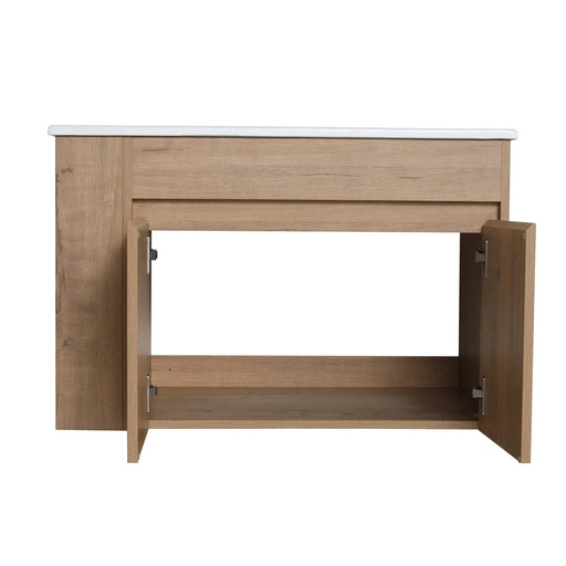 Modern Wall-Mounted Bathroom Vanity with Sink and Storage Rack, Soft Close Doors, Imitative Oak Plywood, 30 Inches Default -DTYStore