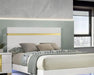 Modern White 3pc Bedroom Set Full Size Bed w LED 2x Nightstands Mattress Ready Furniture Acrylic Trim Default -DTYStore