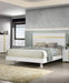 Modern White 3pc Bedroom Set Full Size Bed w LED 2x Nightstands Mattress Ready Furniture Acrylic Trim Default -DTYStore