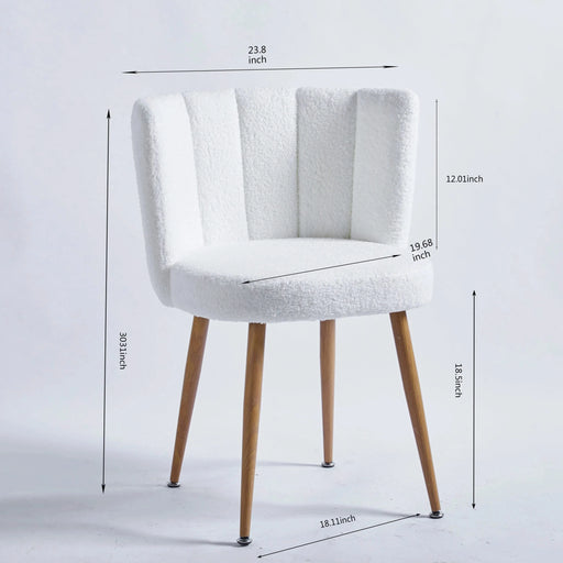 Modern White Dining Chair Set with Iron Tube Wood Color Legs, Shorthair Cushions, Comfortable Backrest Default -DTYStore