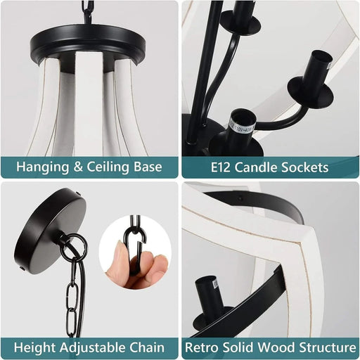 Modern White Solid Wood Chandeliers Default -DTYStore