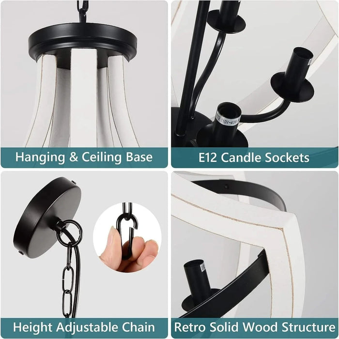 Modern White Solid Wood Chandeliers Default -DTYStore