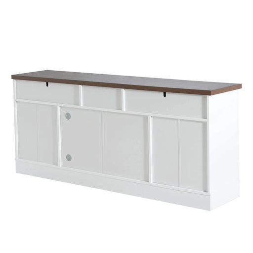 Modern White TV Console, 67' Width TV Stand, Glass Doors & Storage Drawers, Adjustable Shelves Default -DTYStore