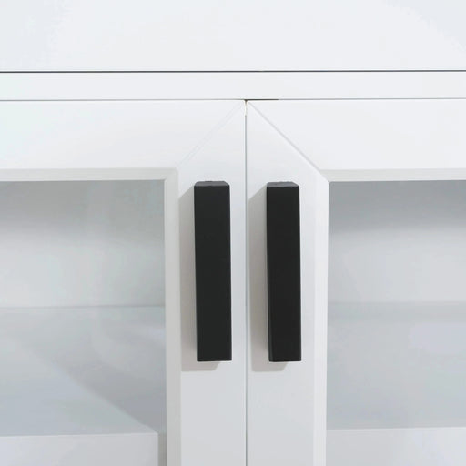 Modern White TV Console, 67' Width TV Stand, Glass Doors & Storage Drawers, Adjustable Shelves Default -DTYStore