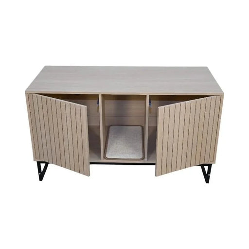 Modern Wooden Cat House with Scratching Mat - 47.64' x 21.46' x 25.98', 76.4 lbs Default -DTYStore