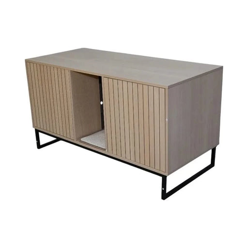 Modern Wooden Cat House with Scratching Mat - 47.64' x 21.46' x 25.98', 76.4 lbs Default -DTYStore