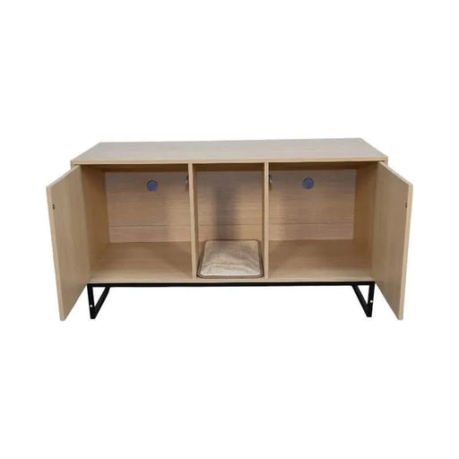 Modern Wooden Cat House with Scratching Mat - 47.64' x 21.46' x 25.98', 76.4 lbs Default -DTYStore