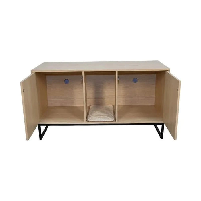 Modern Wooden Cat House with Scratching Mat - 47.64' x 21.46' x 25.98', 76.4 lbs Default -DTYStore