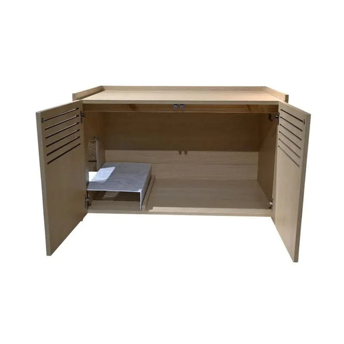 Modern Wooden Cat House with Scratching Pad , Cat Litter Box Enclosure, Spacious Hidden Cat Litter Box -33.46' x 21.06' x 21' , 45.87 lbs Default -DTYStore
