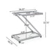 Modern Z-Shaped Bar Cart with Tempered Glass Shelves in Silver Glass+Metal Default -DTYStore