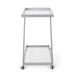 Modern Z-Shaped Bar Cart with Tempered Glass Shelves in Silver Glass+Metal Default -DTYStore