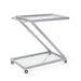 Modern Z-Shaped Bar Cart with Tempered Glass Shelves in Silver Glass+Metal Default -DTYStore