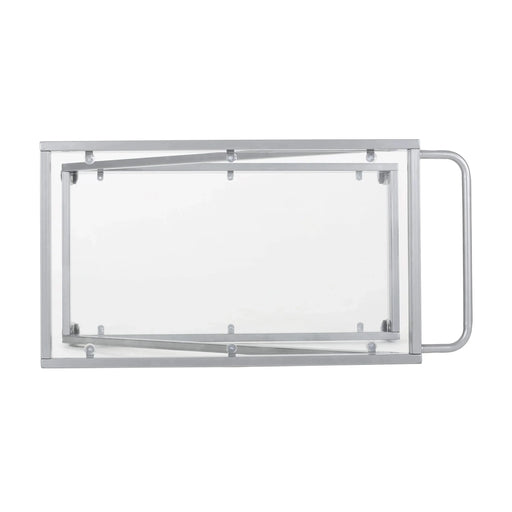 Modern Z-Shaped Bar Cart with Tempered Glass Shelves in Silver Glass+Metal Default -DTYStore