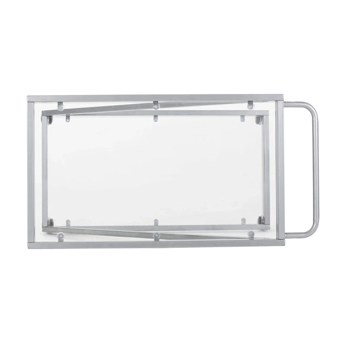 Modern Z-Shaped Bar Cart with Tempered Glass Shelves in Silver Glass+Metal Default -DTYStore