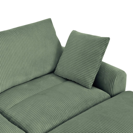 Modern corduroy modular section sofa, U-shaped convertible L-shaped sofa set with pillow, oversized sectional sofa with footstool, suitable for living room, attic, apartment, Olive Green 6 seat Default -DTYStore