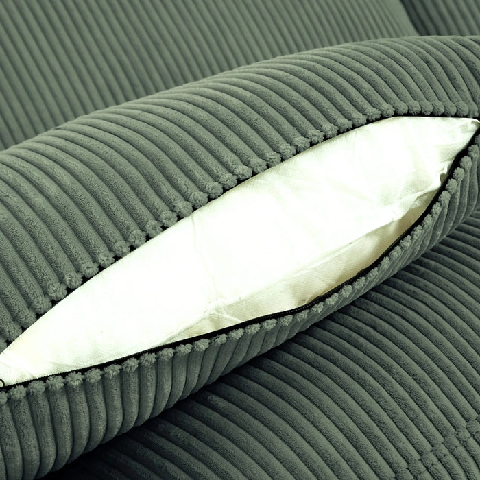 Modern corduroy modular section sofa, U-shaped convertible L-shaped sofa set with pillow, oversized sectional sofa with footstool, suitable for living room, attic, apartment, Olive Green 6 seat Default -DTYStore