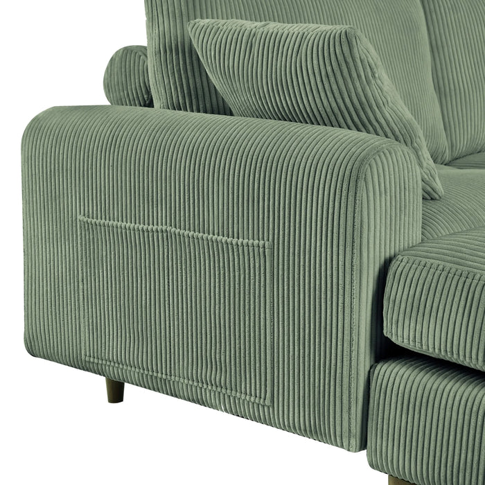 Modern corduroy modular section sofa, U-shaped convertible L-shaped sofa set with pillow, oversized sectional sofa with footstool, suitable for living room, attic, apartment, Olive Green 6 seat Default -DTYStore