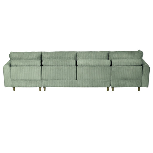 Modern corduroy modular section sofa, U-shaped convertible L-shaped sofa set with pillow, oversized sectional sofa with footstool, suitable for living room, attic, apartment, Olive Green 6 seat Default -DTYStore