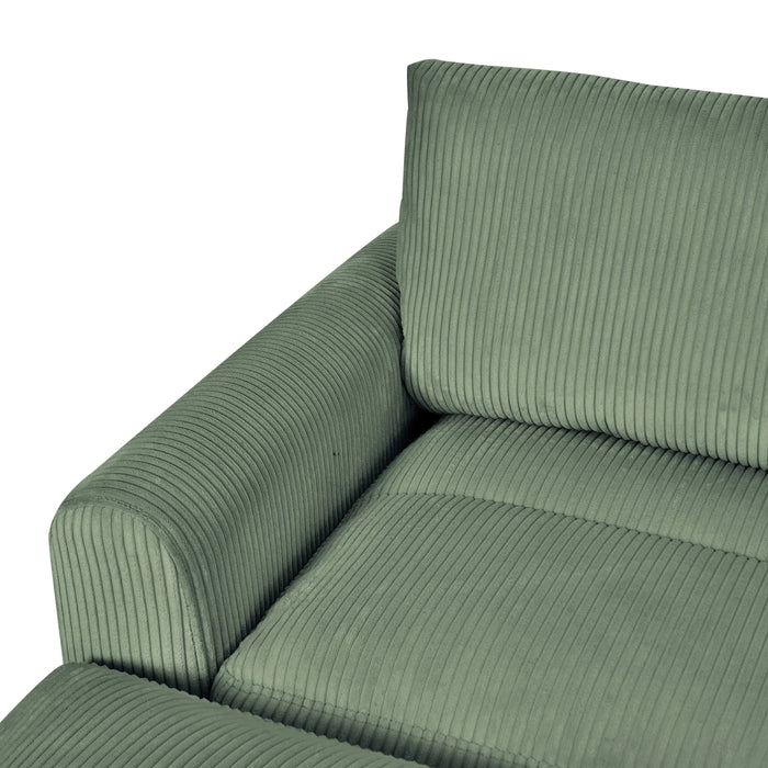 Modern corduroy modular section sofa, U-shaped convertible L-shaped sofa set with pillow, oversized sectional sofa with footstool, suitable for living room, attic, apartment, Olive Green 6 seat Default -DTYStore