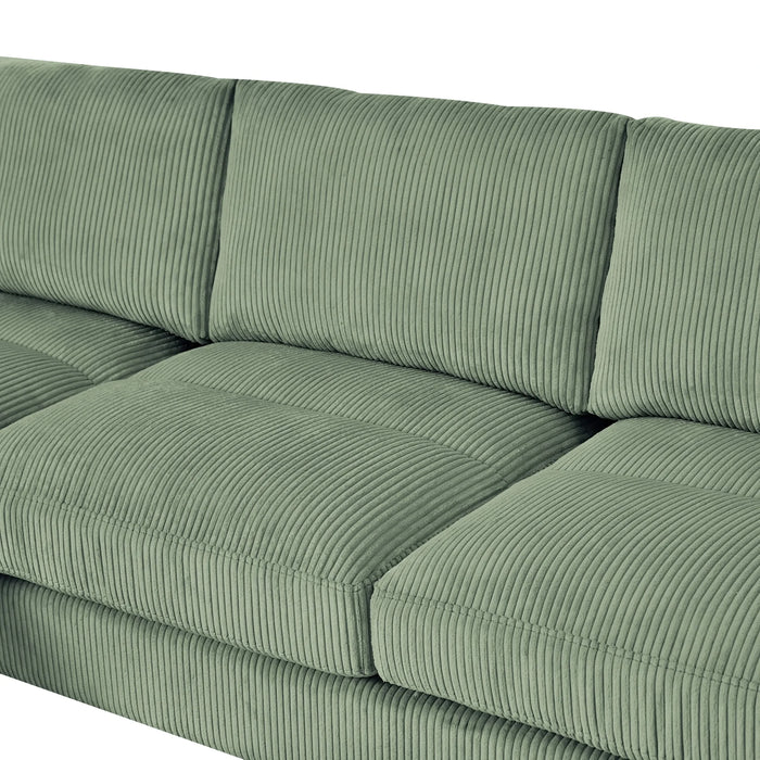 Modern corduroy modular section sofa, U-shaped convertible L-shaped sofa set with pillow, oversized sectional sofa with footstool, suitable for living room, attic, apartment, Olive Green 6 seat Default -DTYStore