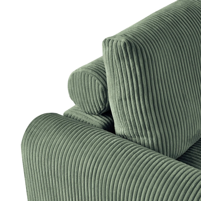 Modern corduroy modular section sofa, U-shaped convertible L-shaped sofa set with pillow, oversized sectional sofa with footstool, suitable for living room, attic, apartment, Olive Green 6 seat Default -DTYStore