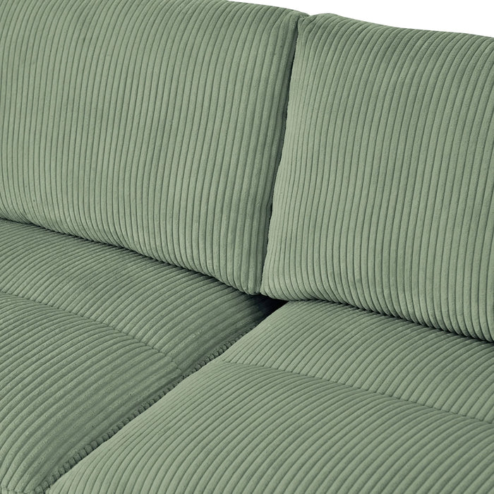 Modern corduroy modular section sofa, U-shaped convertible L-shaped sofa set with pillow, oversized sectional sofa with footstool, suitable for living room, attic, apartment, Olive Green 6 seat Default -DTYStore