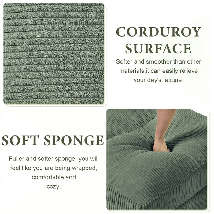 Modern corduroy modular section sofa, U-shaped convertible L-shaped sofa set with pillow, oversized sectional sofa with footstool, suitable for living room, attic, apartment, Olive Green 6 seat Default -DTYStore