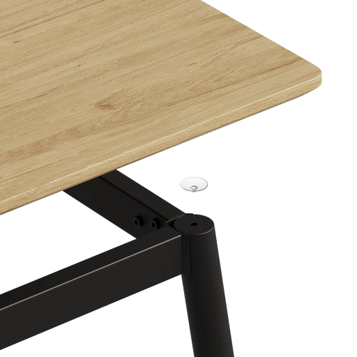 Modern minimalist MDF grain tabletop dining table, stylish dining table, kitchen dining table, sturdy and durable, easy to assemble, black metal leg design, suitable for 4-6 people, suitable for home Default -DTYStore