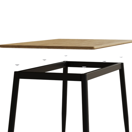 Modern minimalist MDF grain tabletop dining table, stylish dining table, kitchen dining table, sturdy and durable, easy to assemble, black metal leg design, suitable for 4-6 people, suitable for home Default -DTYStore