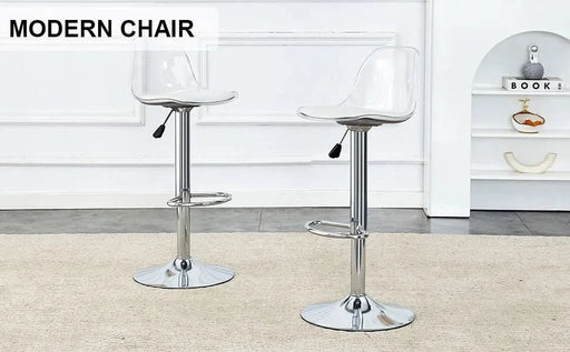 Modern minimalist bar chairs and bar stools. Can rotate 360 ° and adjust lifting. PET backrest and PU seats. Set of 2. Suitable for bars, restaurants, and front desk cashiers. W1151P172644 Default -DTYStore
