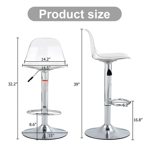 Modern minimalist bar chairs and bar stools. Can rotate 360 ° and adjust lifting. PET backrest and PU seats. Set of 2. Suitable for bars, restaurants, and front desk cashiers. W1151P172644 Default -DTYStore