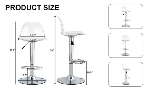 Modern minimalist bar chairs and bar stools. Can rotate 360 ° and adjust lifting. PET backrest and PU seats. Set of 2. Suitable for bars, restaurants, and front desk cashiers. W1151P172644 Default -DTYStore