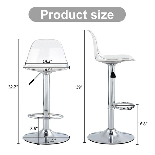 Modern minimalist bar chairs and bar stools. Can rotate 360 ° and adjust lifting. PET backrest and PU seats. Set of 2. Suitable for bars, restaurants, and front desk cashiers. W1151P172644 Default -DTYStore