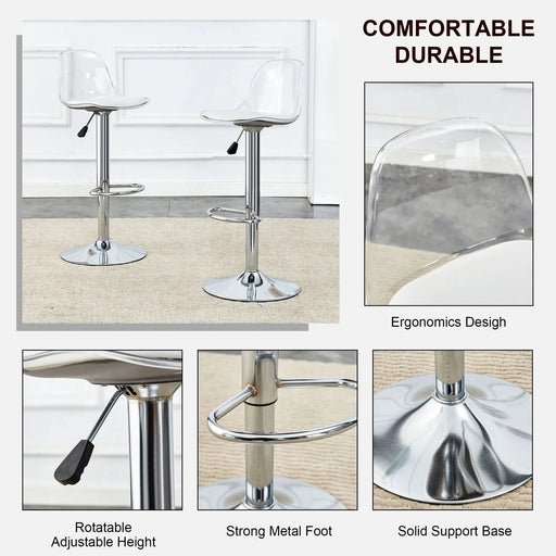 Modern minimalist bar chairs and bar stools. Can rotate 360 ° and adjust lifting. PET backrest and PU seats. Set of 2. Suitable for bars, restaurants, and front desk cashiers. W1151P172644 Default -DTYStore